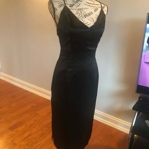 Midi black satin dress
